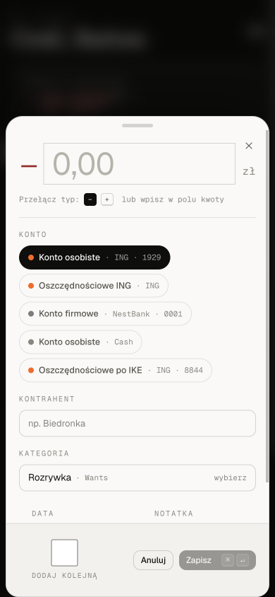 BR-Budget mobile, dodawanie transakcji