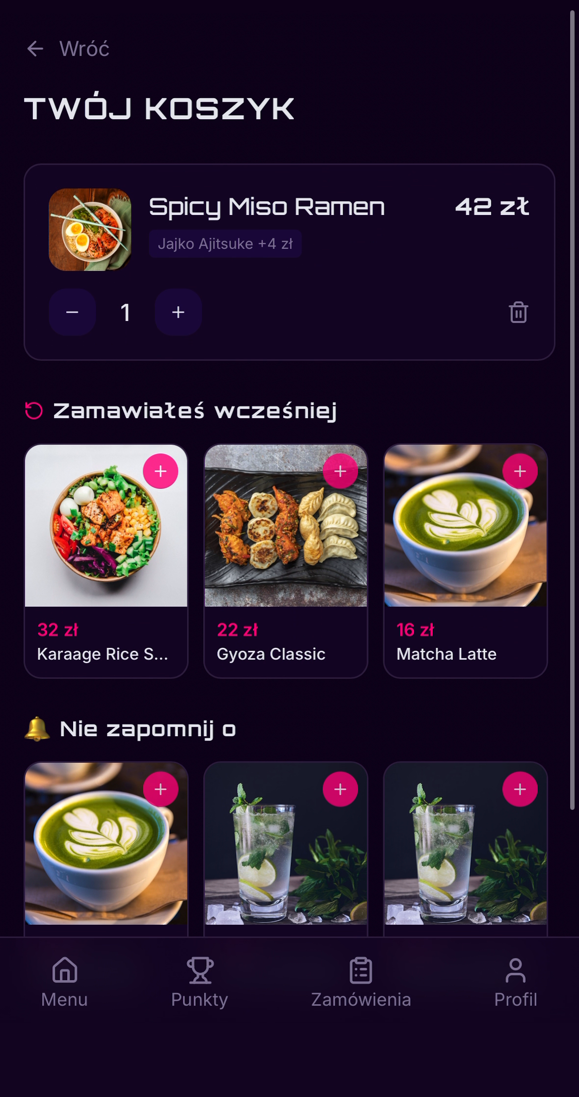 Meso Delivery, cart with add-on suggestions